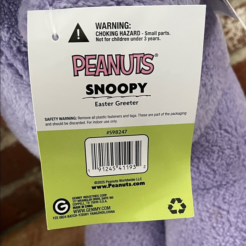 Purple Snoopy Plush with Bunny Ears - Picture 4 of 11